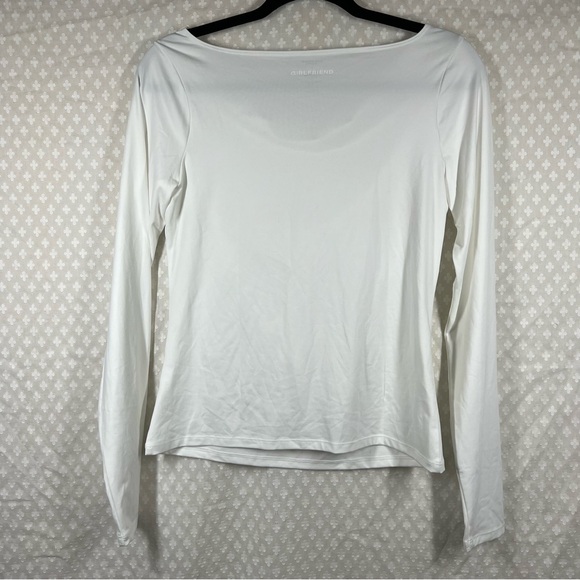 Girlfriend Collective White Long Sleeve Drape Neck‎ Top - Picture 4 of 4